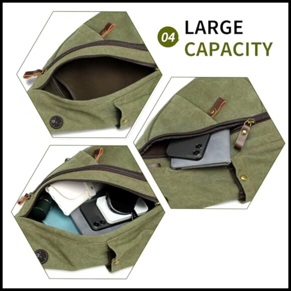 Vintage Canvas Sling Bag Convertible 3-in-1 Crossbody Backpack Travel Hiking main image 6